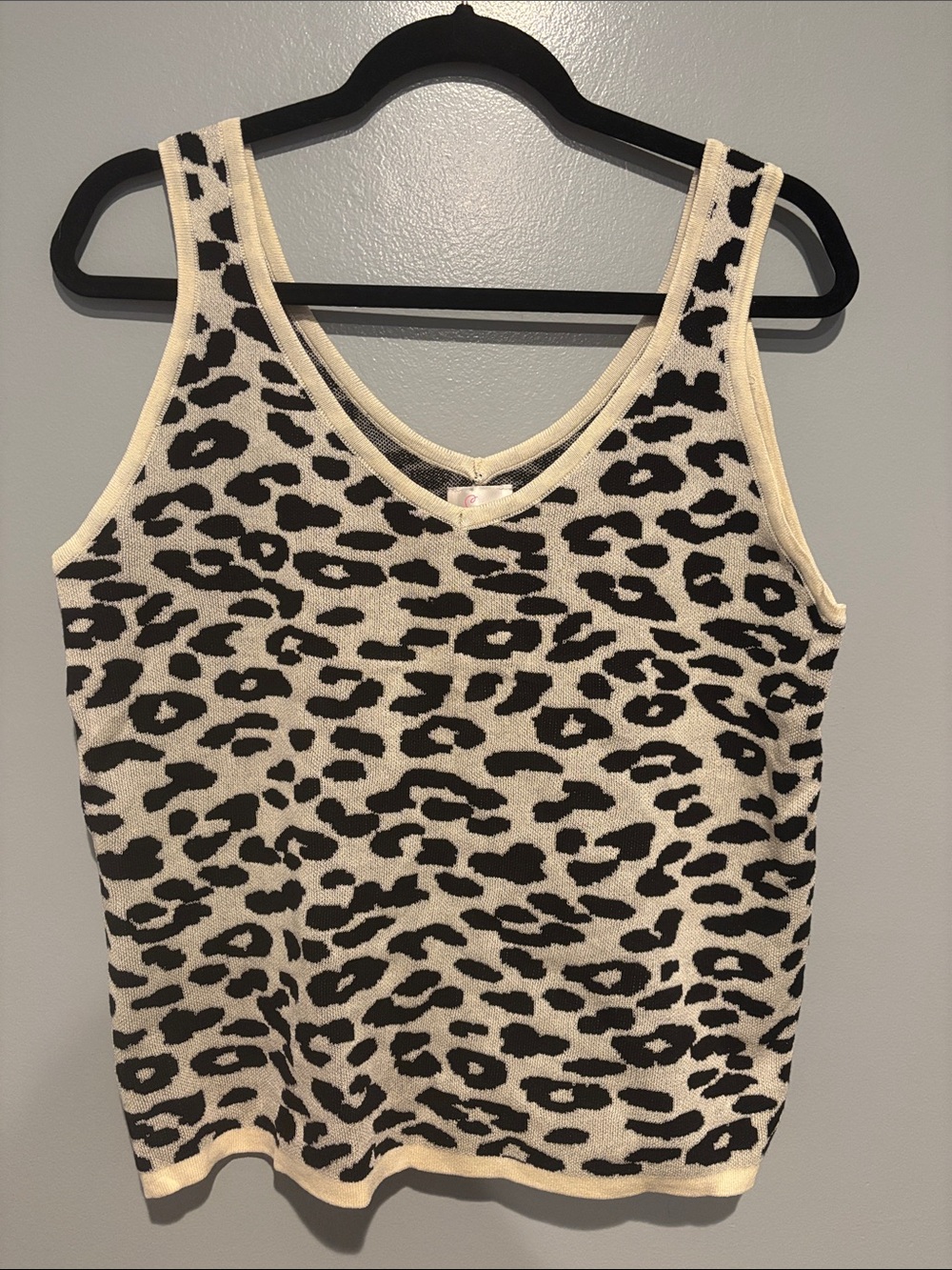 So Me Cream & Black Leopard Knit Tank